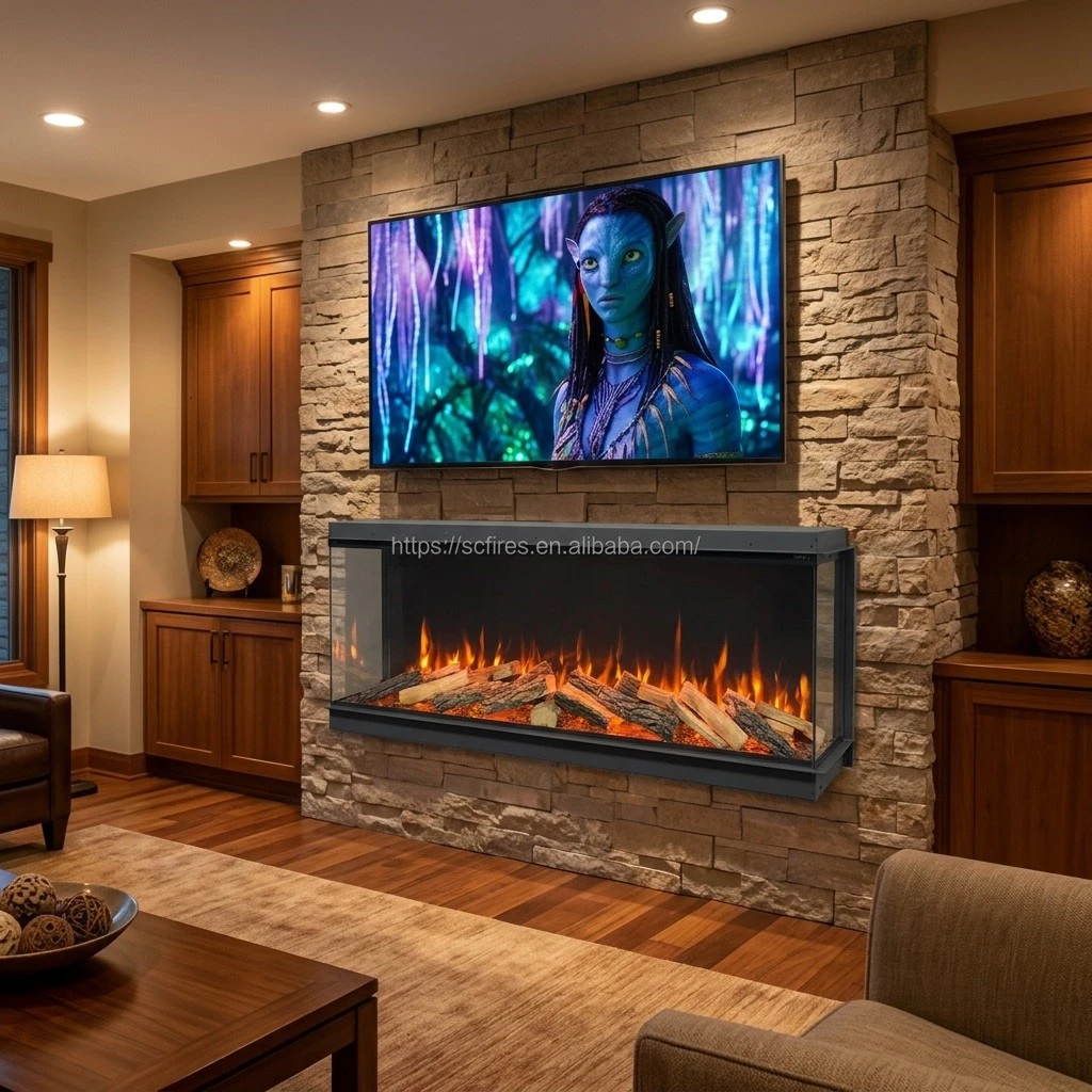 40-100Inch Custom 3-Sided Electric Fireplace WiFi APP1 40-100Inch Custom 3-Sided Electric Fireplace WiFi APP1